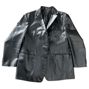 Stafford Men’s Large  Genuine Leather Black Blazer Jacket.